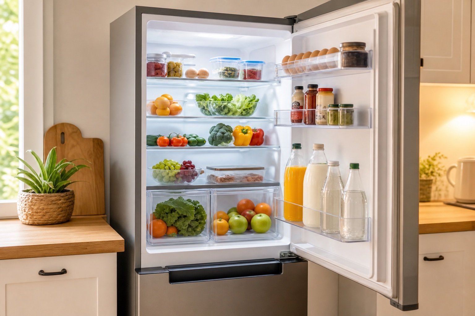 Clean working refrigerator after doorstep repair